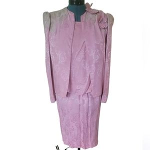 3 Piece Vintage Pink Silk Suit Size